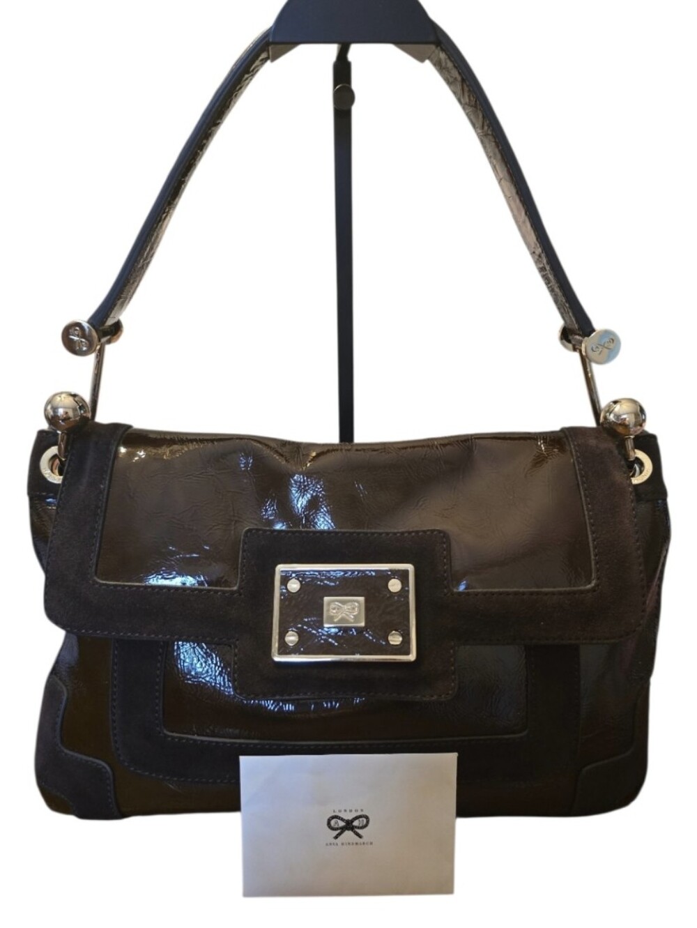 Anya Hindmarch Vintage Lautner Patent & Suede Shoulder Bag in EUC